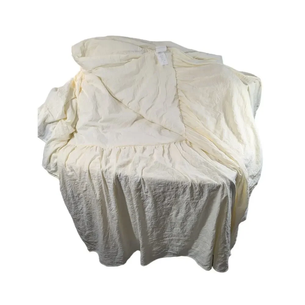 LUSH DECOR! SHABBY CHIC BUTTER YELLOW SKIRTED BEDSPREAD, COMFORTER, QUILT! SZ QN